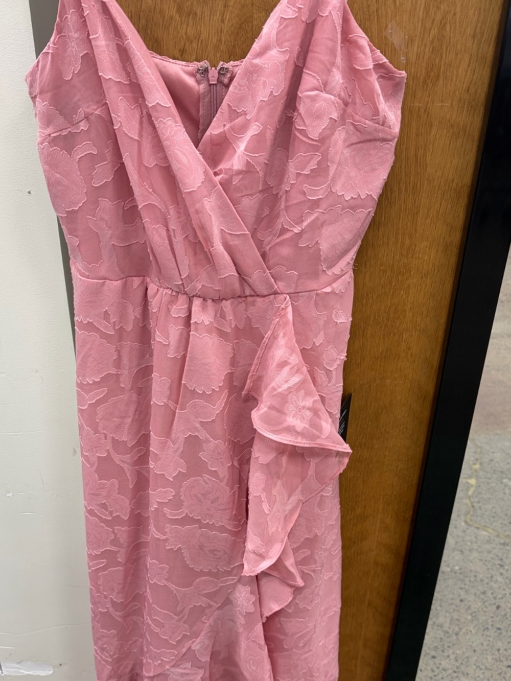 Lulu's Dusty Rose Floral Lace Wrap Midi Dress